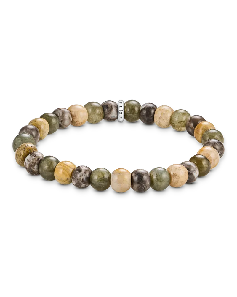 Thomas Sabo Herren Armband Labradorit und Crocodile Jasper 9 mm, Sterlingsilber geschwärzt Grün