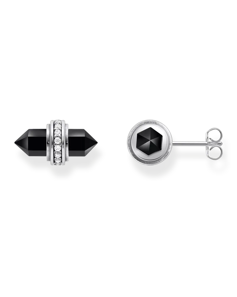 Thomas Sabo Damen Ohrstecker mit schwarzem Onyx Kristall Silber, Sterlingsilber Schwarz
