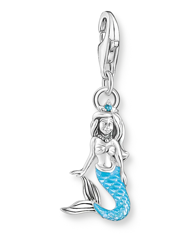 Thomas Sabo Damen Member Charm-Anhänger türkisfarbene Meerjungfrau Silber, Sterlingsilber, Charm Club Collection Blau