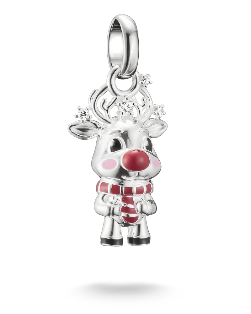 Thomas Sabo Damen Charm-Anhänger Rentier Connect Silber, Sterlingsilber, Charm Club Collection Pink