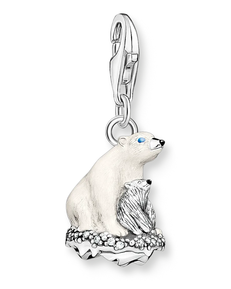 Thomas Sabo Damen Charm-Anhänger Eisbären silber, Sterlingsilber, Charm Club Collection Blau