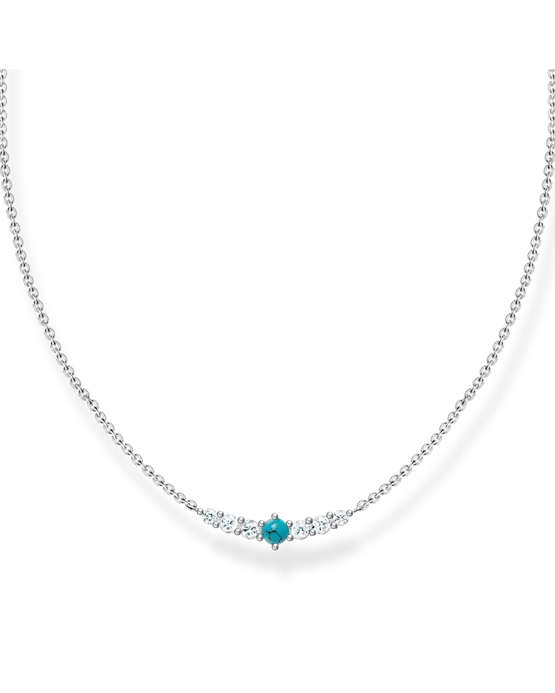 Thomas Sabo Damen Kette türkiser Stein, Sterlingsilber, Charming Collection Silberfarben
