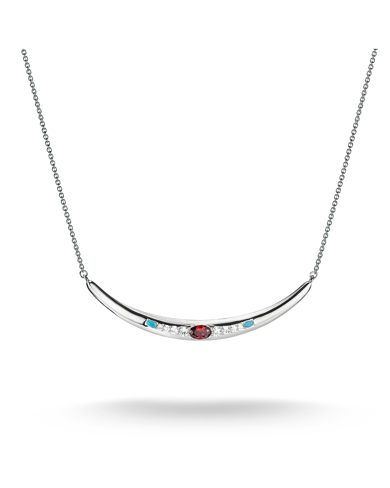 Thomas Sabo Damen Kette Roter Zirkoniastein Halbform Elyndra Silber, Sterlingsilber Rot