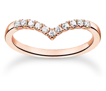 Ring V-Form mit weißen Steinen roségold
