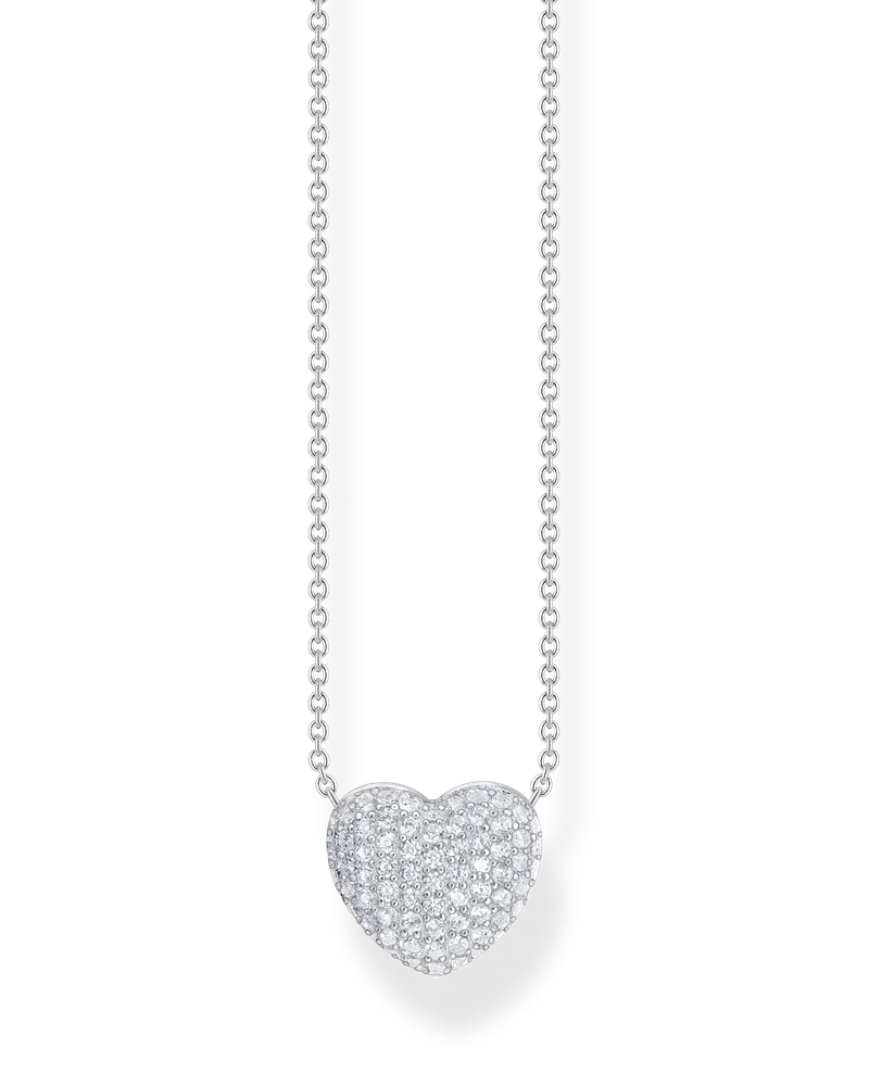 Thomas Sabo Damen Kette und Anhänger in Herzform mit weißen Steinen Silber, Sterlingsilber Silberfarben