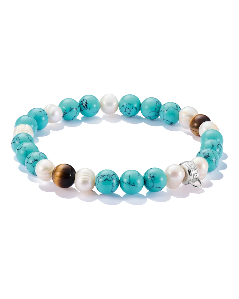 Thomas Sabo Damen Bead-Armband mit bunten Steinen Silber, Sterlingsilber, Charm Club Collection Braun