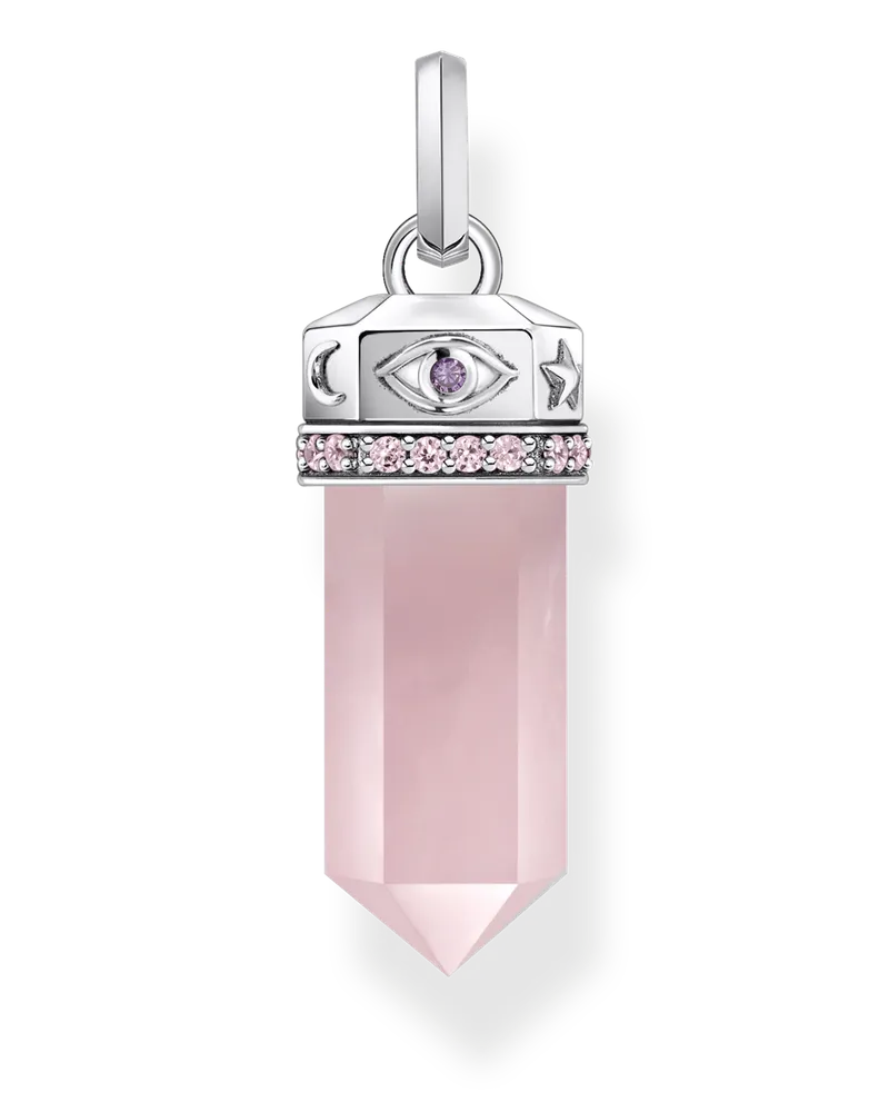 Thomas Sabo Damen Kettenanhänger mit Rosenquarz-Kristall Silber, Sterlingsilber Pink