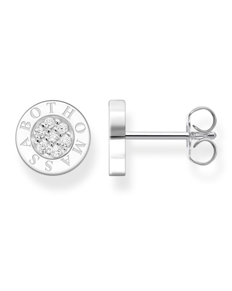 Thomas Sabo Damen Ohrstecker klassisch Pavé weiß, Sterlingsilber Silberfarben
