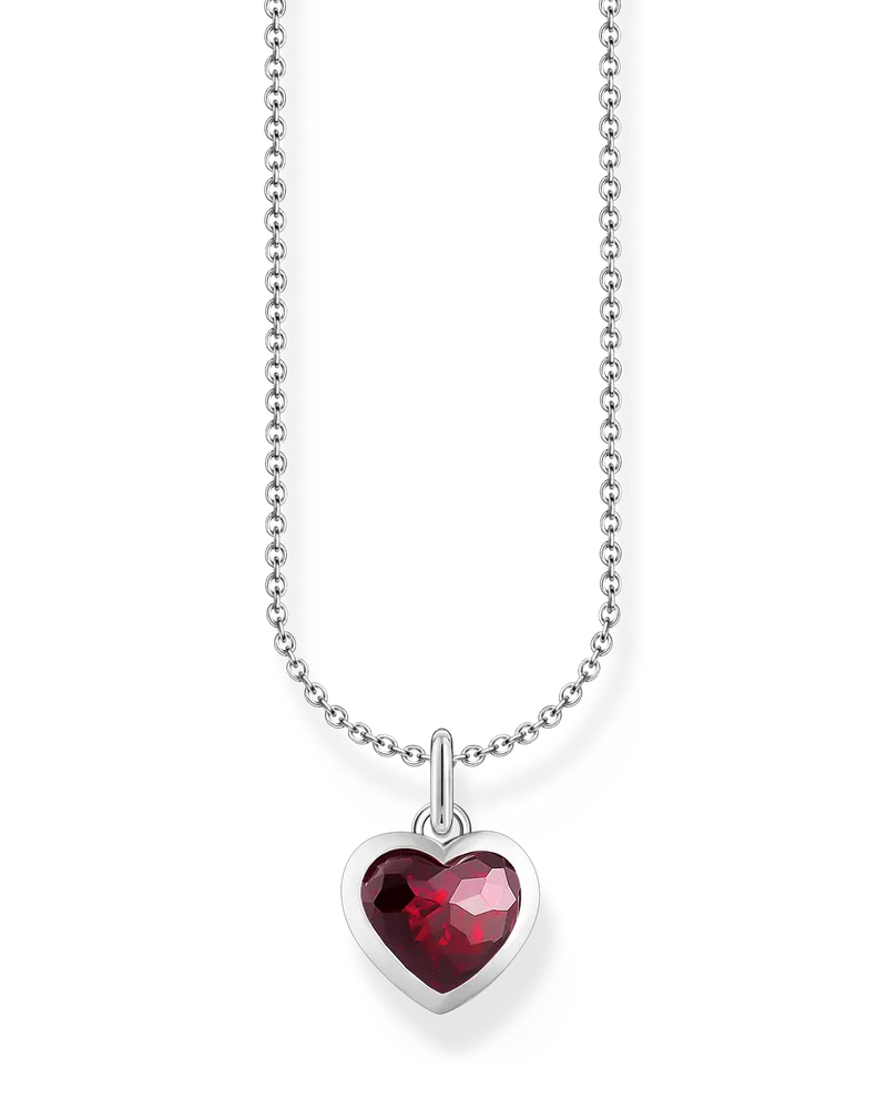 Thomas Sabo Damen Kette mit dunkelrotem Herz-Anhänger Silber, Sterlingsilber, Charming Collection Rot