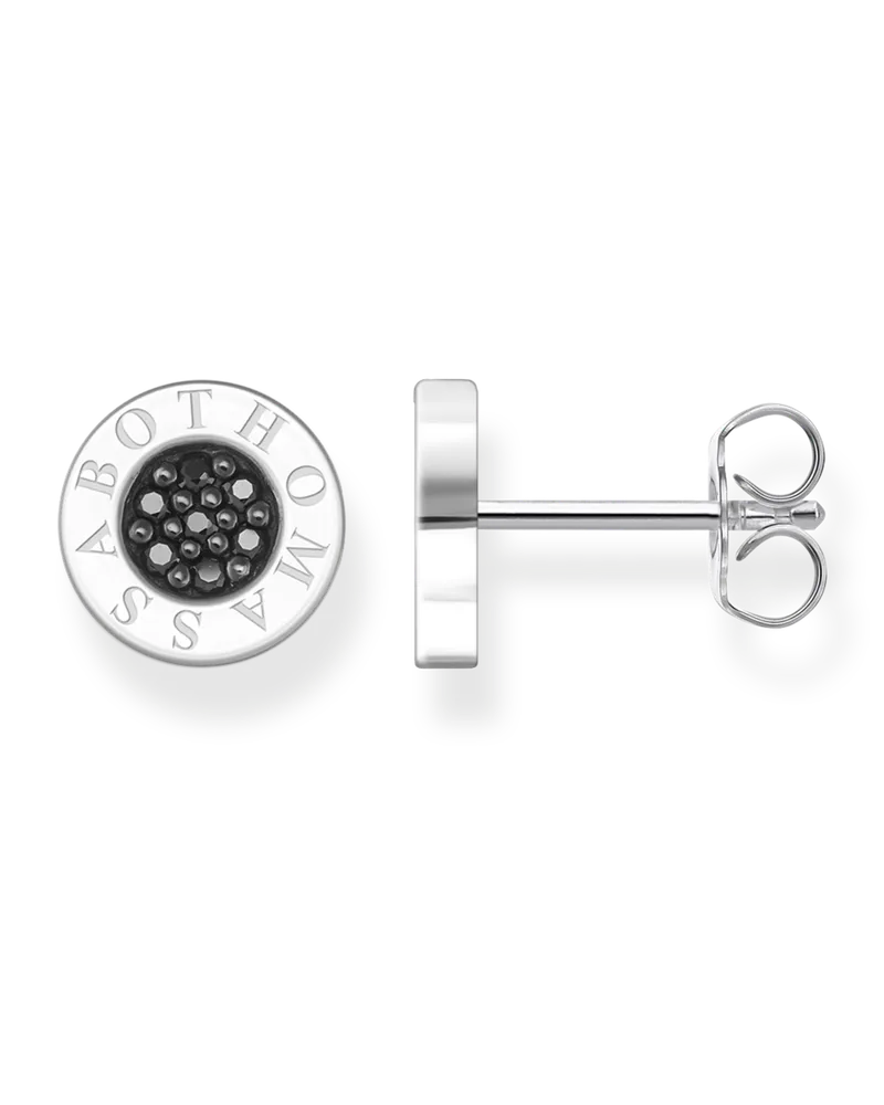 Thomas Sabo Damen Ohrstecker klassisch Pavé schwarz, Sterlingsilber Schwarz