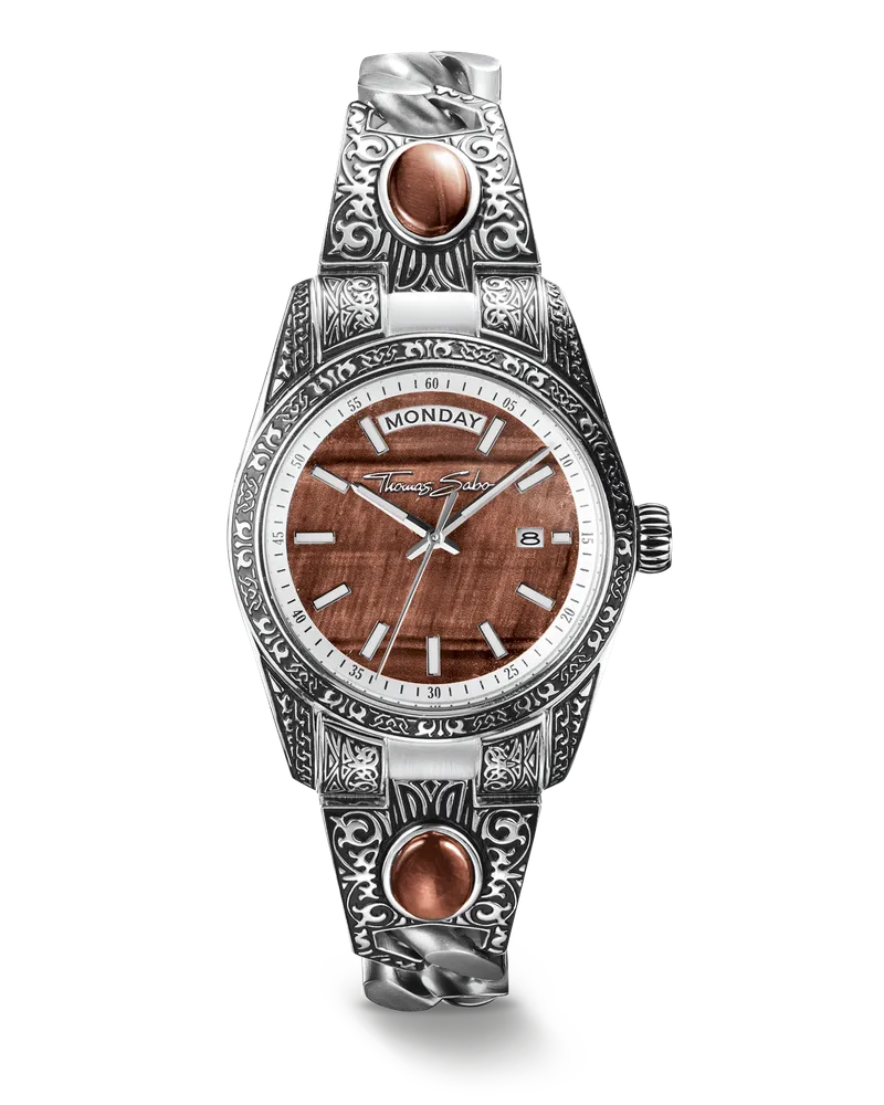 Thomas Sabo Uhr Western-Ornamente mit rotem Tigerauge mehrfarbig WA0456-201-212-36 MM Rot