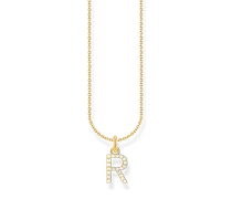 Kette mit Buchstaben-Anhänger R vergoldet