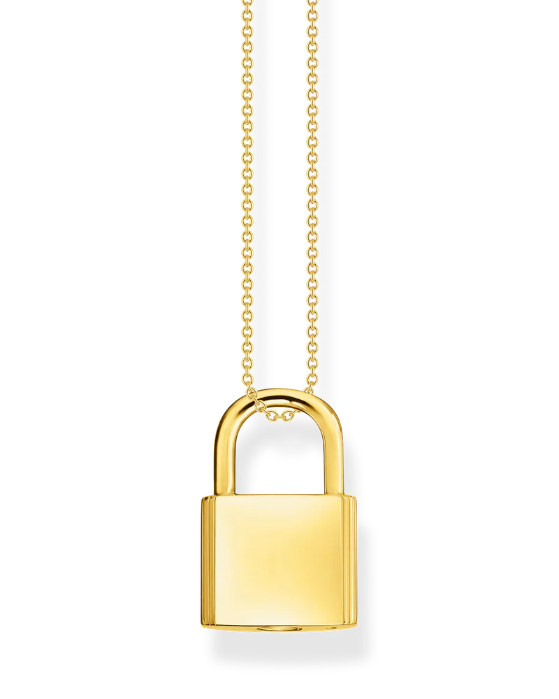 Thomas Sabo Herren Kette Schloss gold mit Gravur, Sterlingsilber Gelbgold vergoldet Gelbgoldfarben