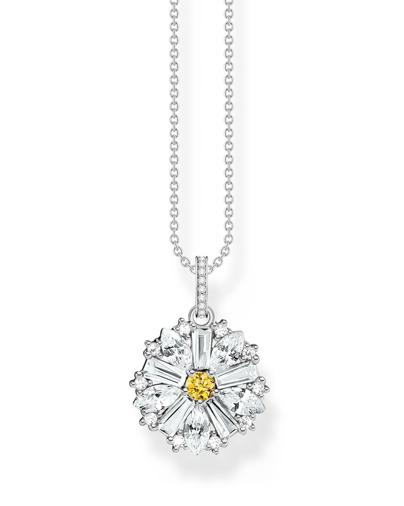 Thomas Sabo Damen Kette mit Anhänger Blume Lovely Daisy Silber, Sterlingsilber Silberfarben