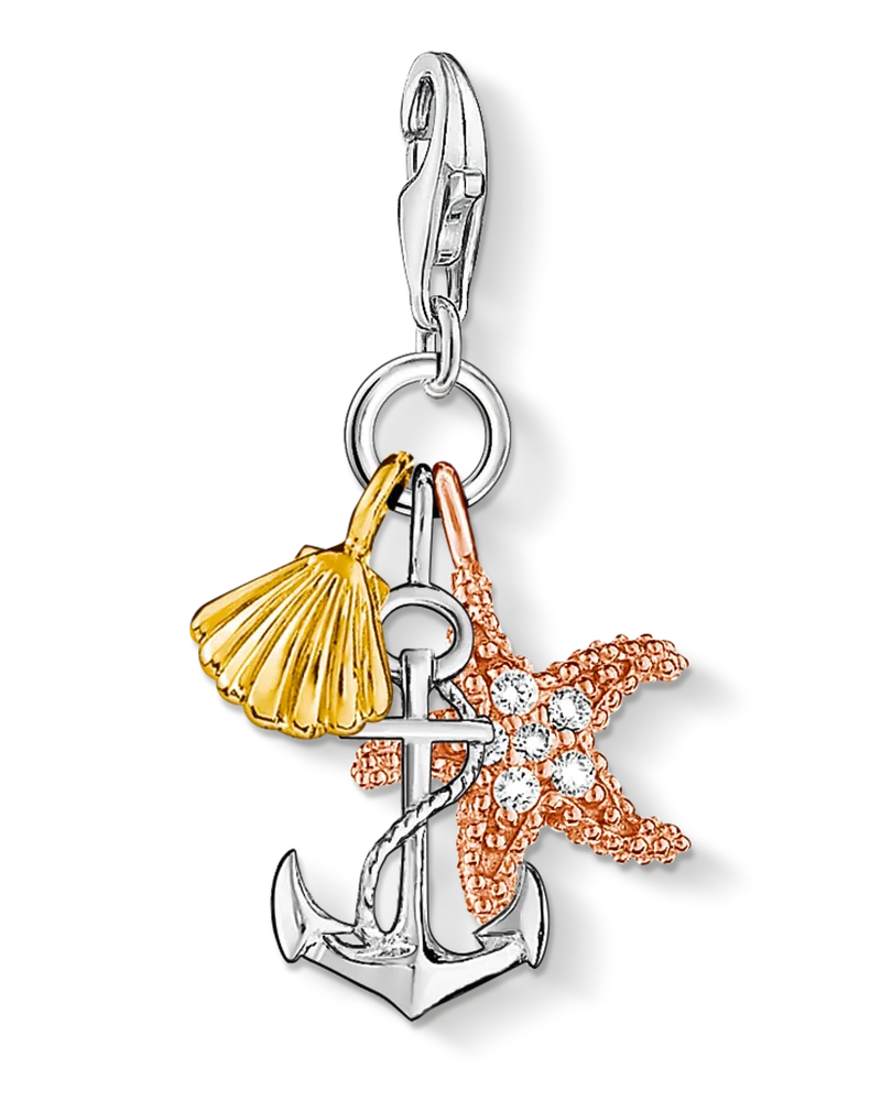 Thomas Sabo Damen Charm-Anhänger Sommer/ Strand, Sterlingsilber Gelbgold vergoldet, Charm Club Collection Gelbgoldfarben