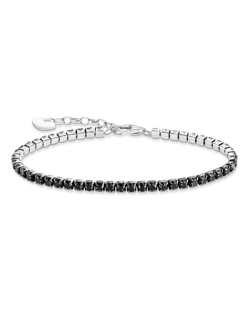 Thomas Sabo Herren Tennisarmband mit schwarzen Steinen Silber, Sterlingsilber Schwarz