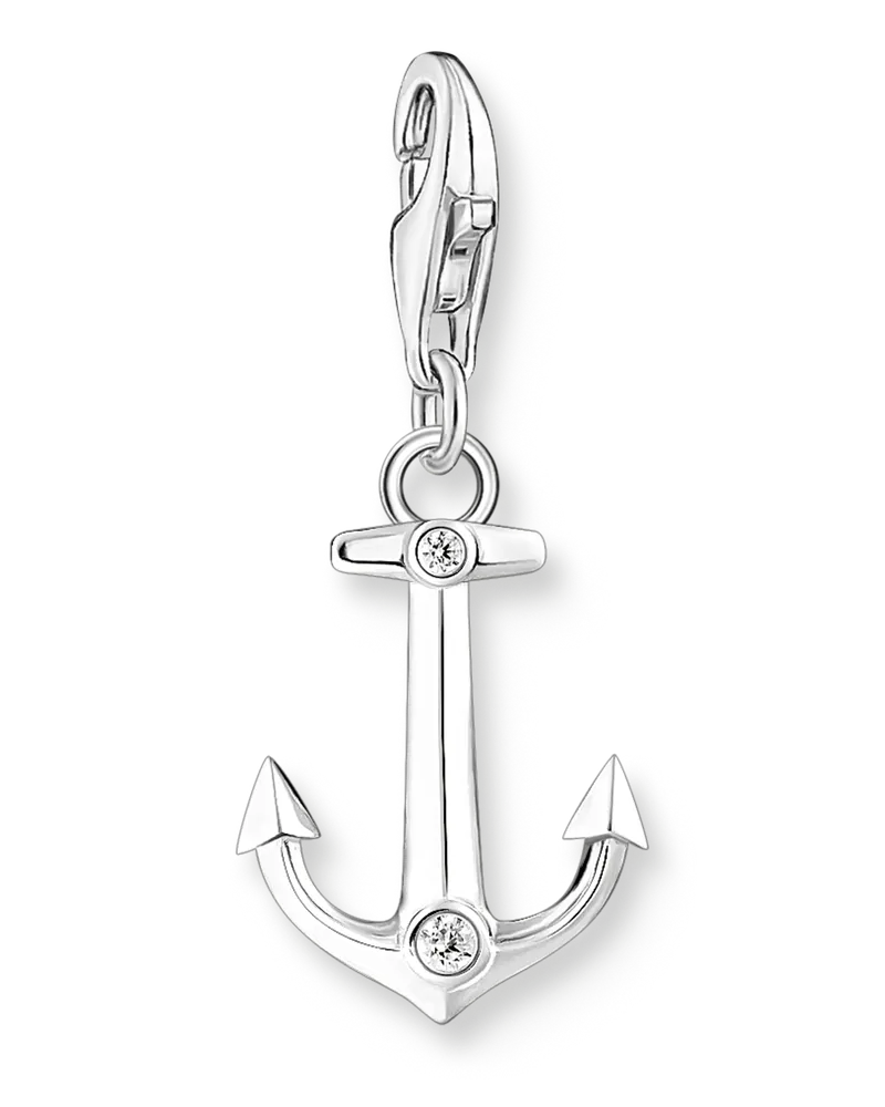 Thomas Sabo Damen Charm-Anhänger Anker mit Steinen Silber, Sterlingsilber, Charm Club Collection Silberfarben