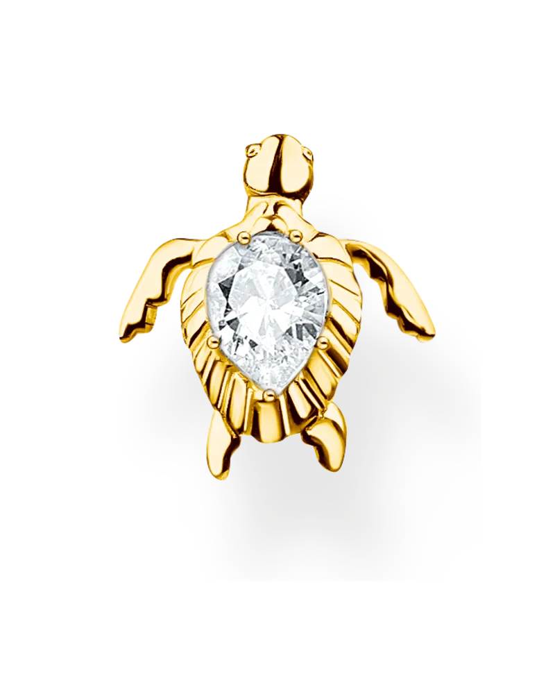 Thomas Sabo Damen Einzel Ohrstecker Schildkröte gold, Sterlingsilber Gelbgold vergoldet, Charming Collection Gelbgoldfarben