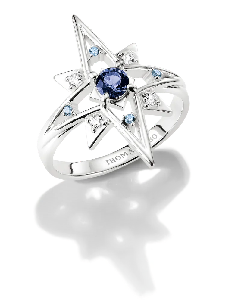 Thomas Sabo Ring Stern mit blauen Steinen blau TR2550-166-1-60 Blau
