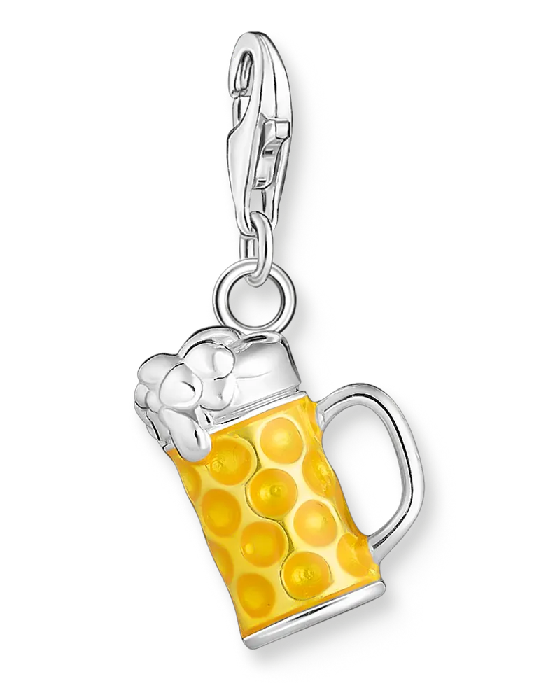 Thomas Sabo Damen Charm-Anhänger Maßkrug mit Bier Silber, Sterlingsilber, Charm Club Collection Gelb