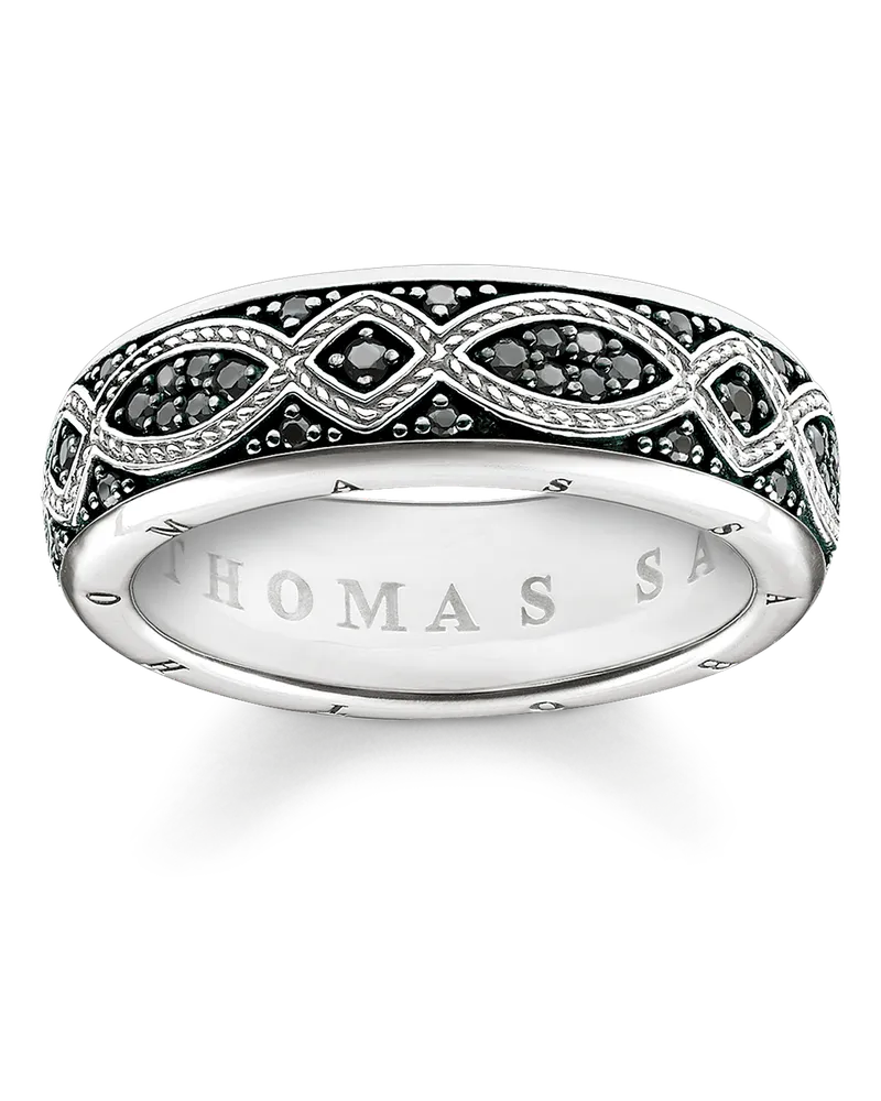 Thomas Sabo Herren Bandring Love Knot, Sterlingsilber Schwarz