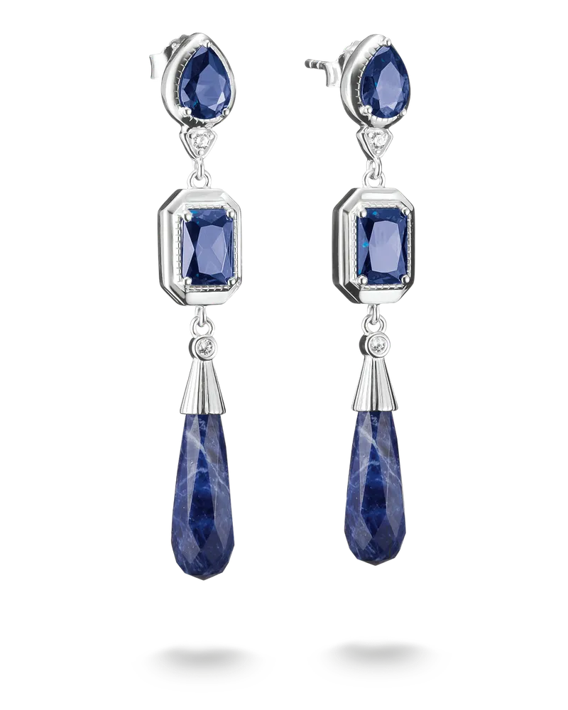 Thomas Sabo Damen Ohrringe mit blauen Steinen, Sterlingsilber Blau
