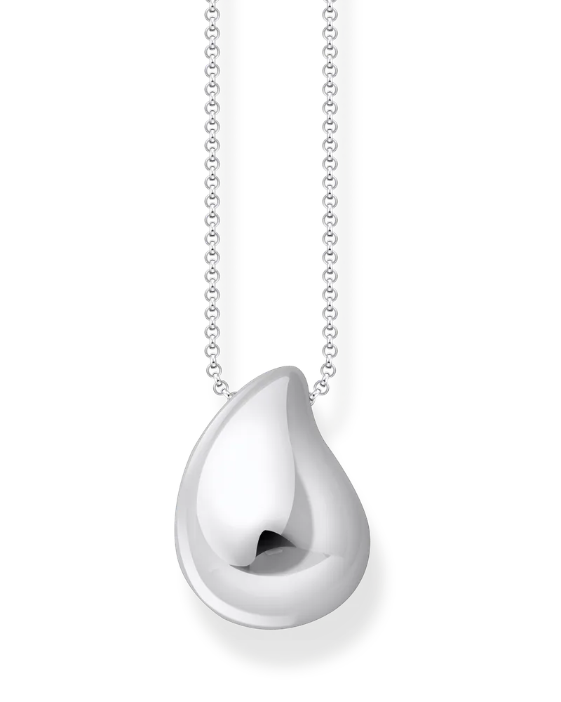 Thomas Sabo Damen Kette mit Anhänger in organischer Tropfenform Silber, Sterlingsilber Silberfarben