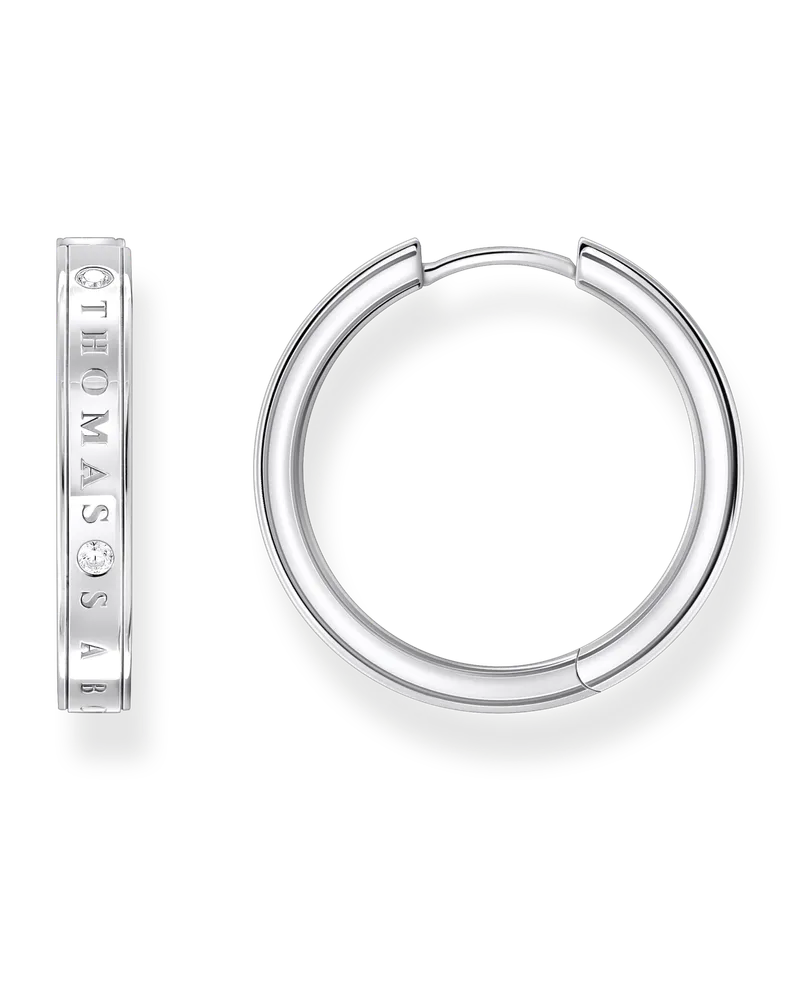 Thomas Sabo Damen Creolen mit weißen Steinen Silber, Sterlingsilber Silberfarben