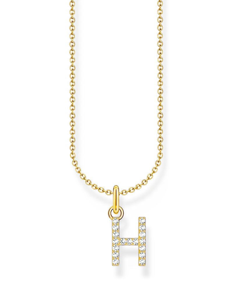 Thomas Sabo Damen Kette mit Buchstaben-Anhänger H vergoldet, Sterlingsilber Gelbgold vergoldet, Charming Collection Gelbgoldfarben