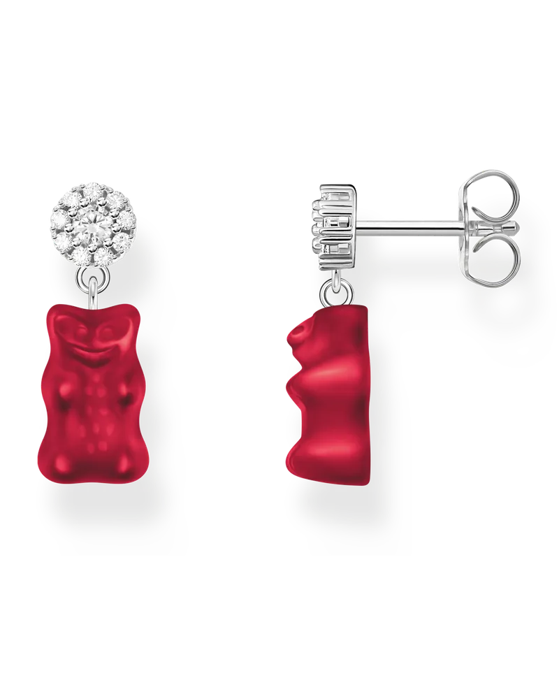 Thomas Sabo Damen Ohrstecker mit roten Goldbären Silber, Sterlingsilber / Glas, Charming Collection Rot