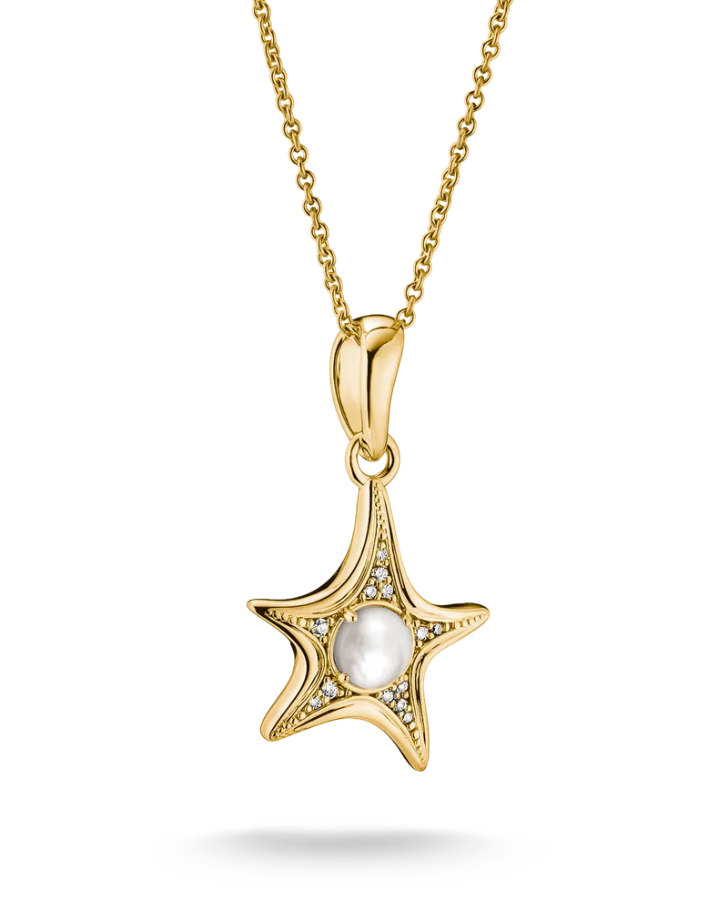 Thomas Sabo Damen Kette Seestern mit Perlmutt, M01 Gelbgoldfarben
