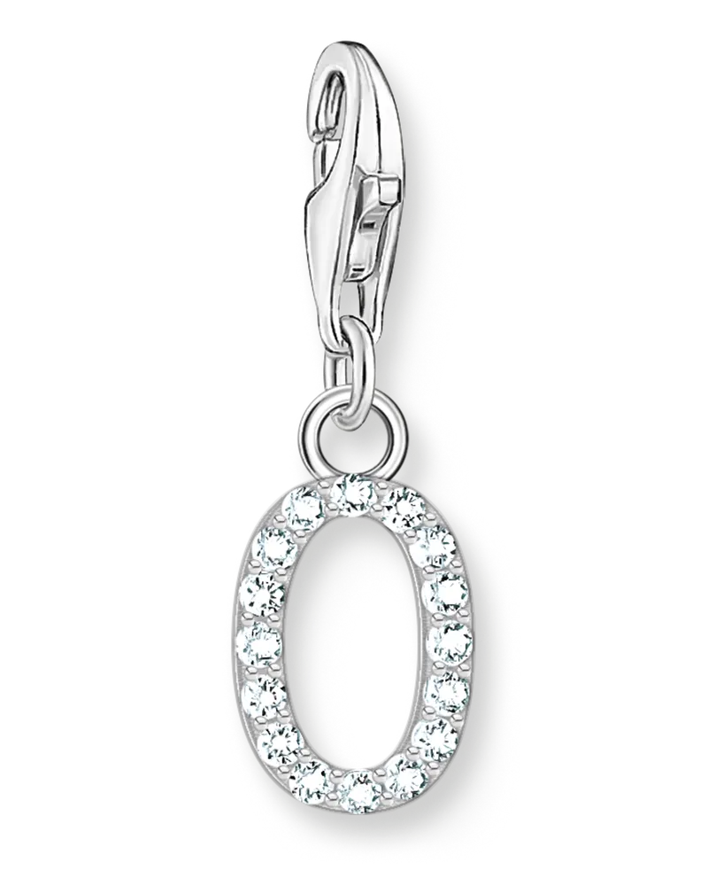Thomas Sabo Damen Charm-Anhänger Buchstabe O mit weißen Steinen Silber, Sterlingsilber, Charm Club Collection Silberfarben