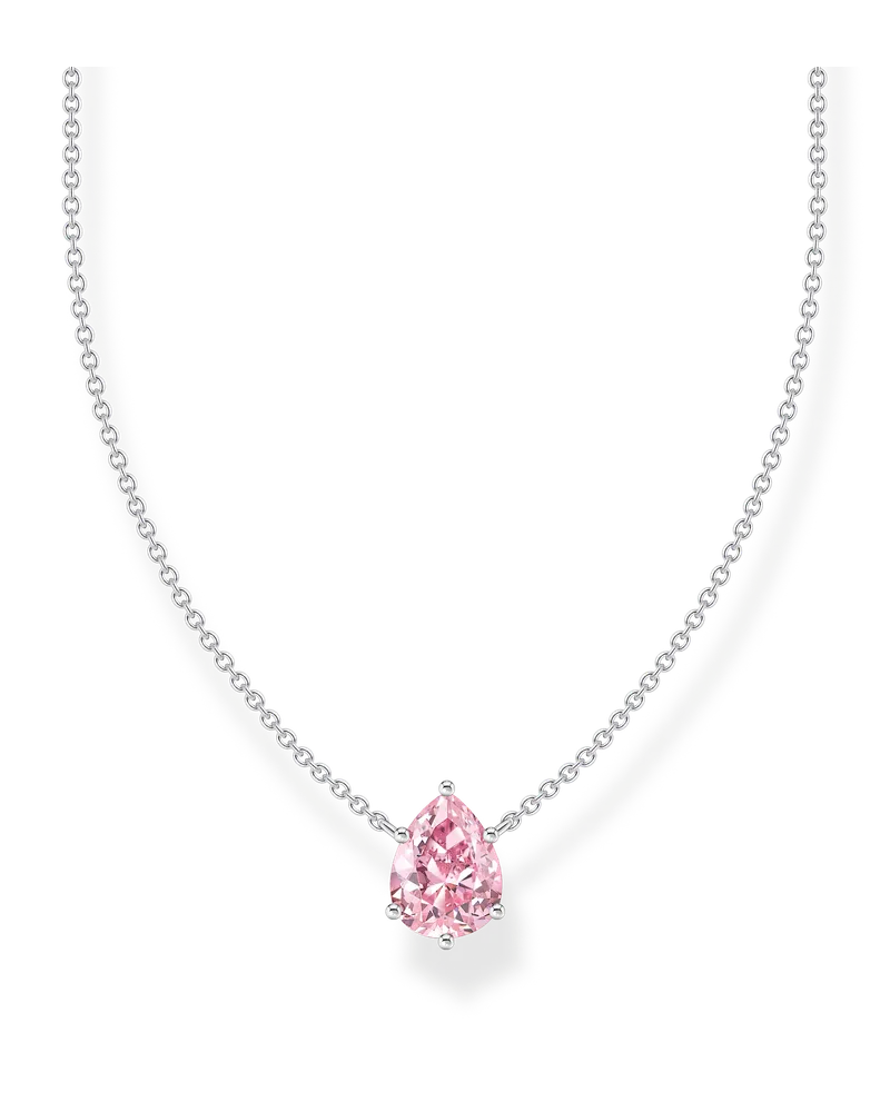Thomas Sabo Damen Kette mit pinkfarbenem Tropfen-Anhänger Silber, Sterlingsilber Pink