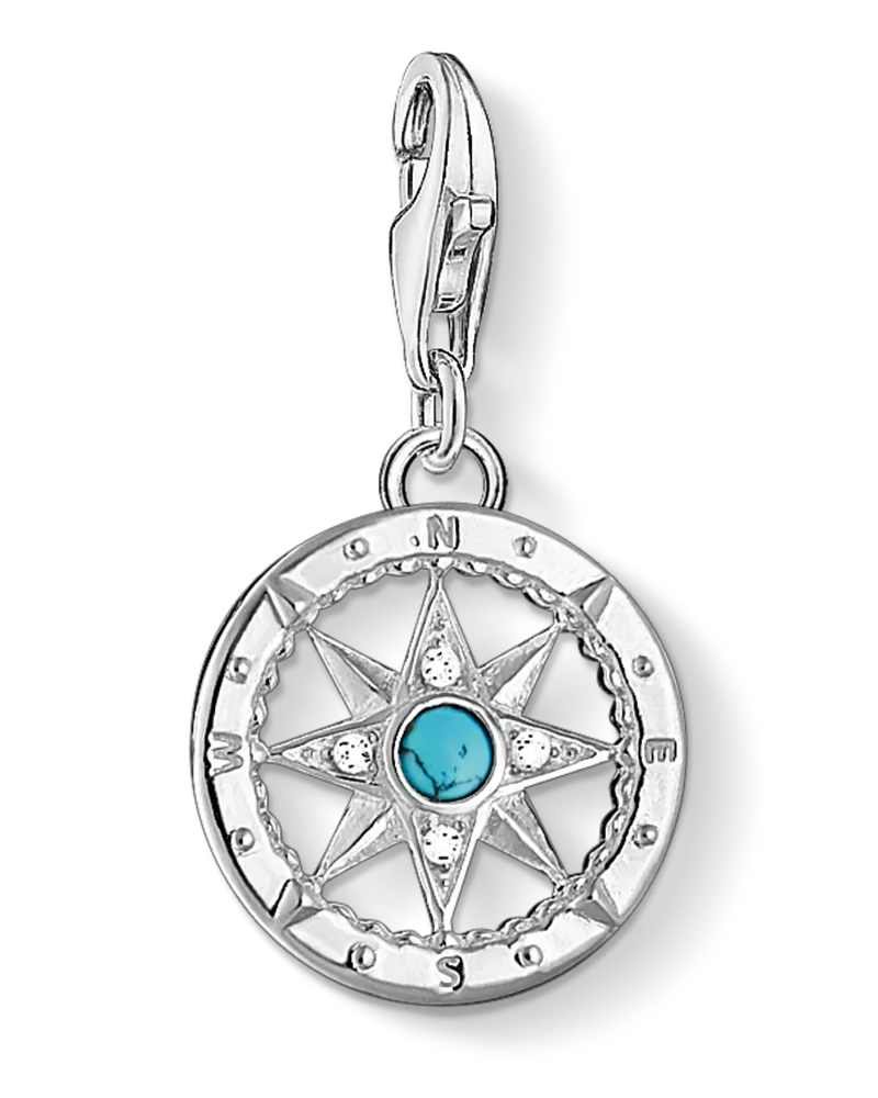 Thomas Sabo Damen Charm-Anhänger Kompass, Sterlingsilber, Charm Club Collection Silberfarben