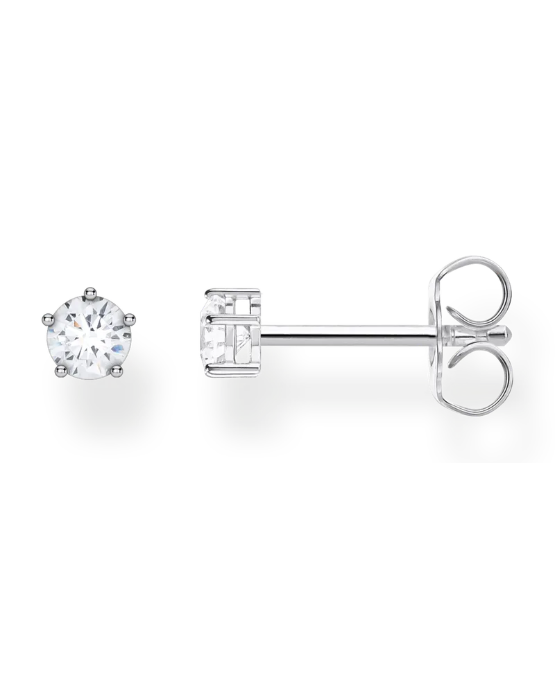 Thomas Sabo Damen Einzel Ohrstecker weißer Stein silber, Sterlingsilber, Charming Collection Silberfarben