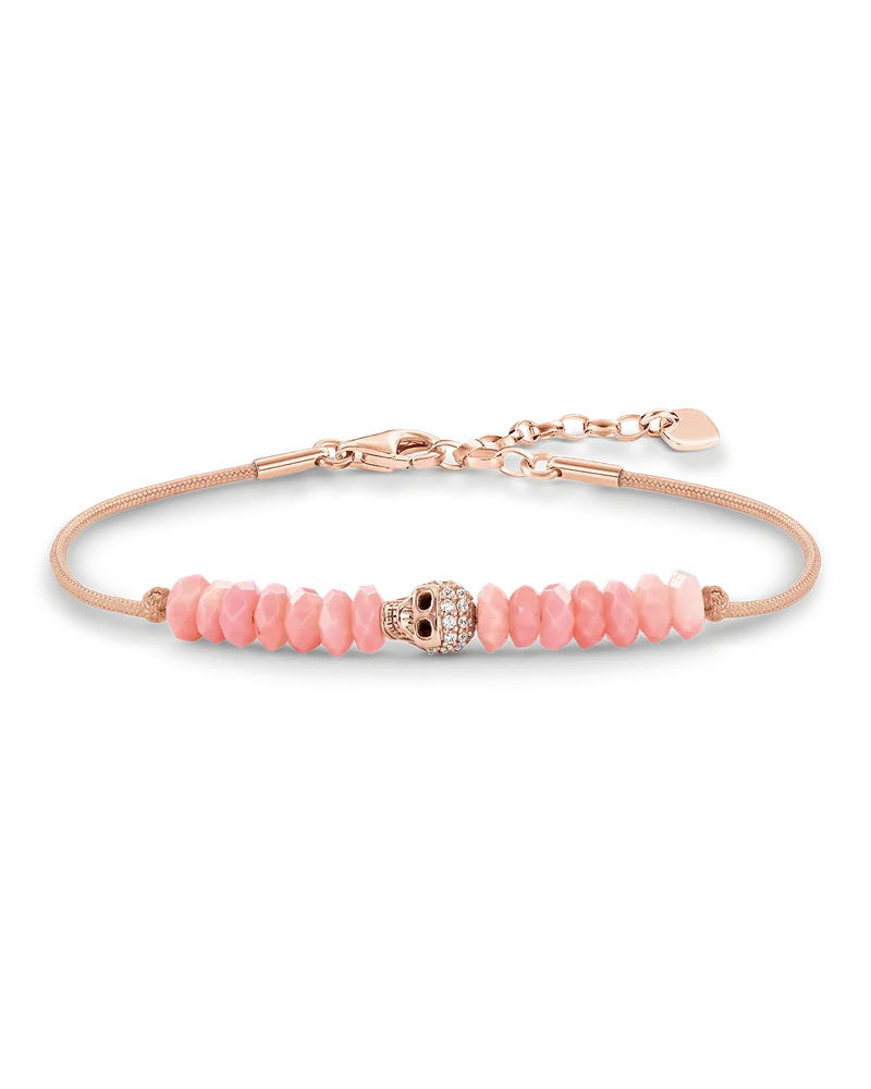 Thomas Sabo Damen Armband Totenkopf roségold Pavé , Sterlingsilber Roségold vergoldet Pink