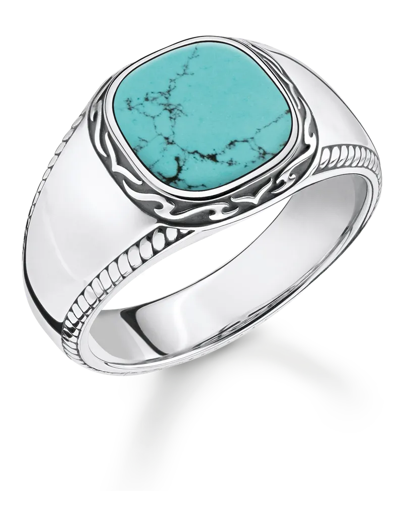 Thomas Sabo Herren Ring türkis, Sterlingsilber Silberfarben