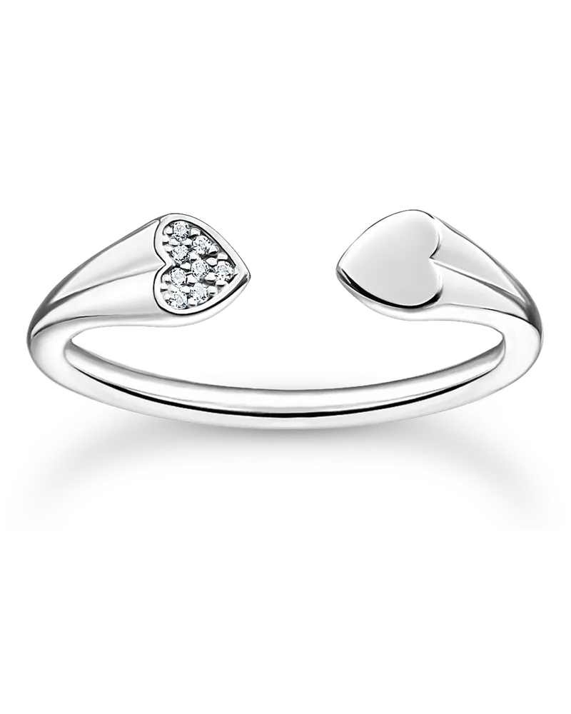 Thomas Sabo Damen Ring mit Herzen silber, Sterlingsilber, Charming Collection Silberfarben