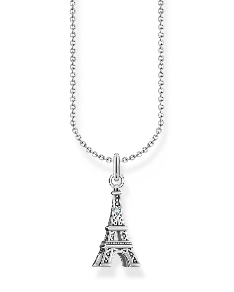 Thomas Sabo Damen Kette mit Eiffelturm-Anhänger Silber, Sterlingsilber, Charming Collection Silberfarben