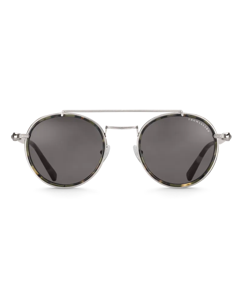 Thomas Sabo Herren Sonnenbrille Johnny Panto Totenkopf Havanna, Sterlingsilber Anthrazit