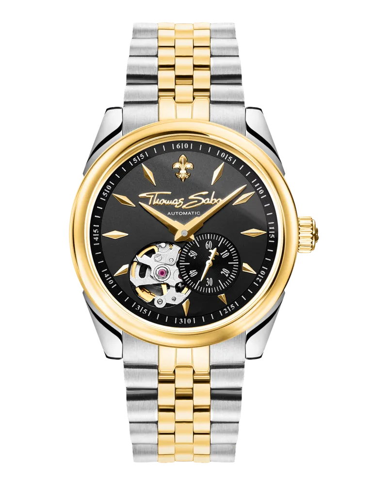 Thomas Sabo Herren Automatikuhr mit und Lilienemblem in Bicolour, Edelstahl Gelbgoldfarben