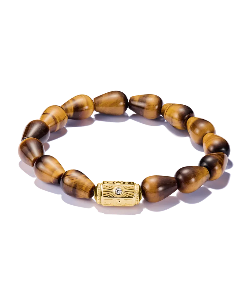 Thomas Sabo Damen Armband Beads Tigerauge 18k Vergoldung, Sterlingsilber Gelbgold vergoldet Braun