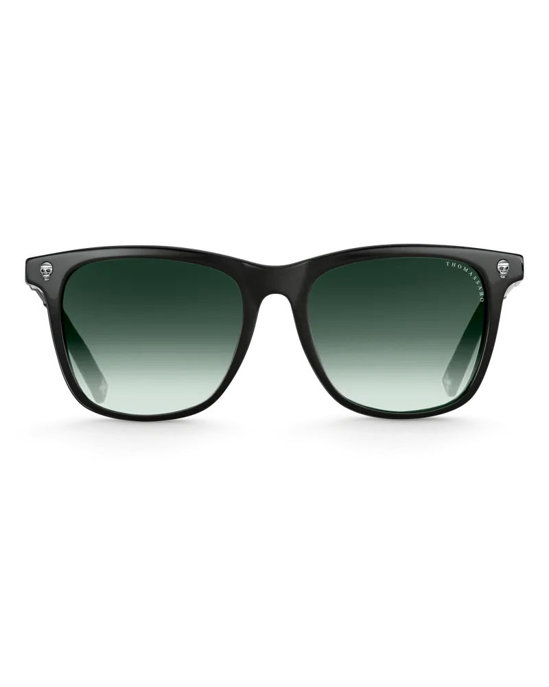 Thomas Sabo Herren Sonnenbrille Marlon Quadratisch Totenkopf Polarisiert, Sterlingsilber Grün