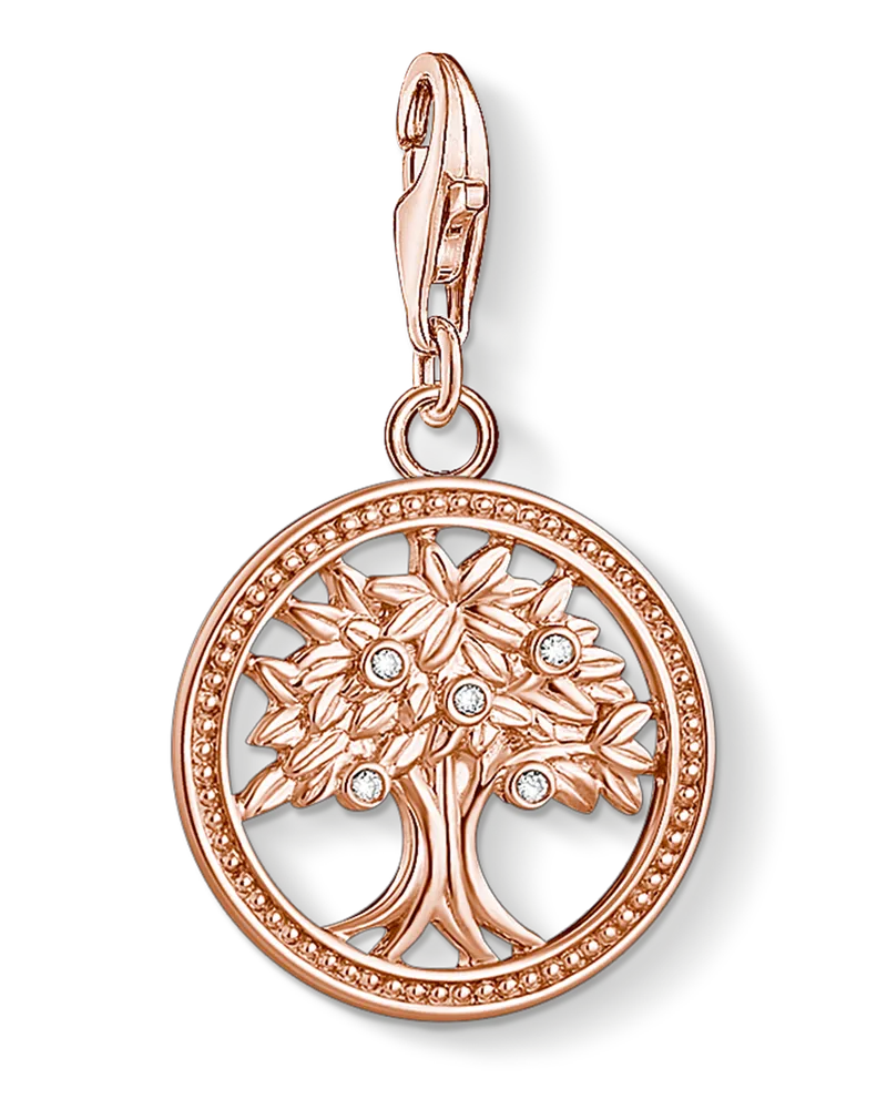 Thomas Sabo Damen Charm-Anhänger Lebensbaum roségold, Sterlingsilber Roségold vergoldet, Charm Club Collection Roségoldfarben