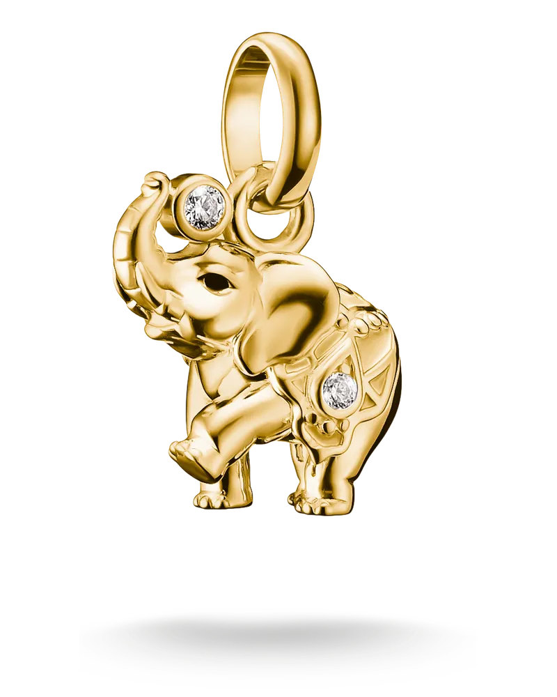 Thomas Sabo Charm Elefant mit weißem Zirkonia – Connect weiß CC1327-M05-14 Gelbgoldfarben