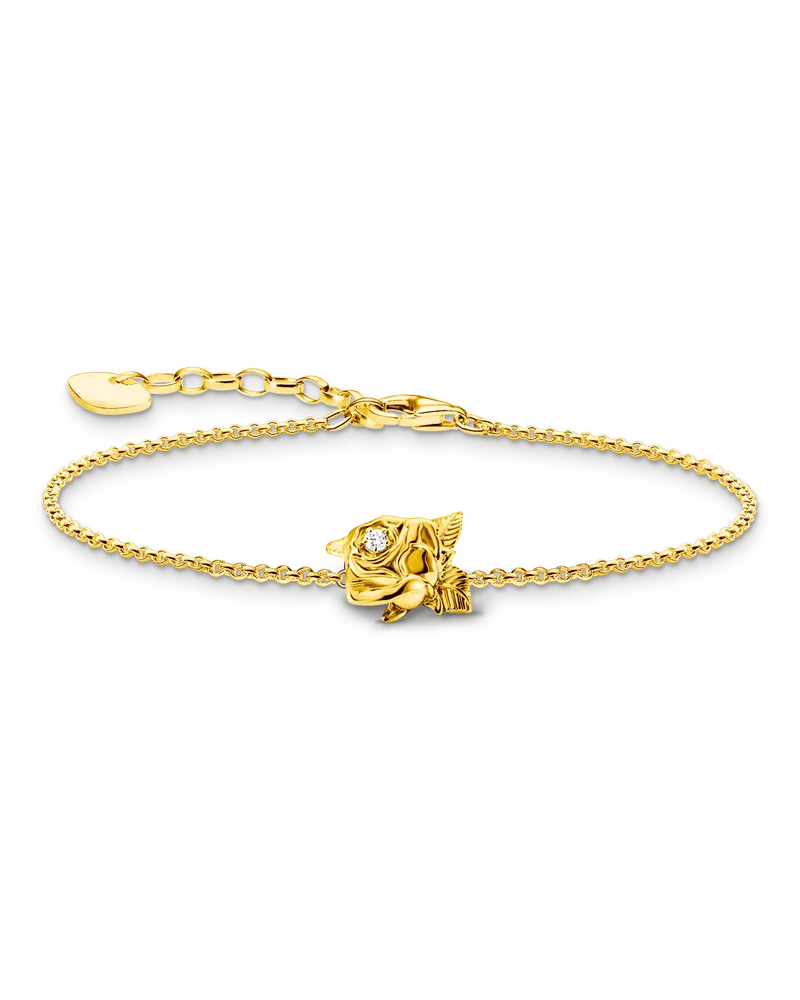Thomas Sabo Damen Armband Rose Roses Romance vergoldet, Sterlingsilber Gelbgold vergoldet Gelbgoldfarben