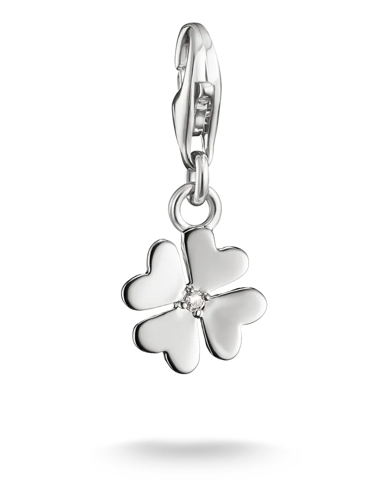 Thomas Sabo Charm Kleeblatt mit weißem Zirkonia – Original weiß 2248-M02-14 Silberfarben