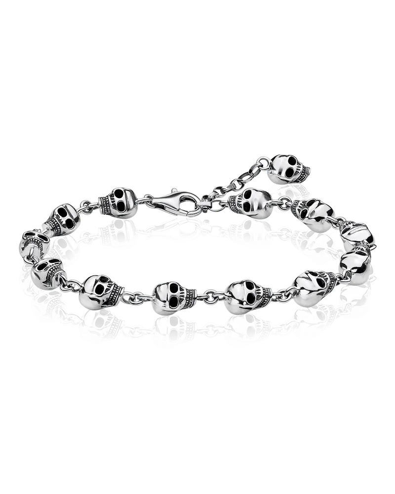 Thomas Sabo Herren Armband Totenköpfe, Sterlingsilber geschwärzt Silberfarben