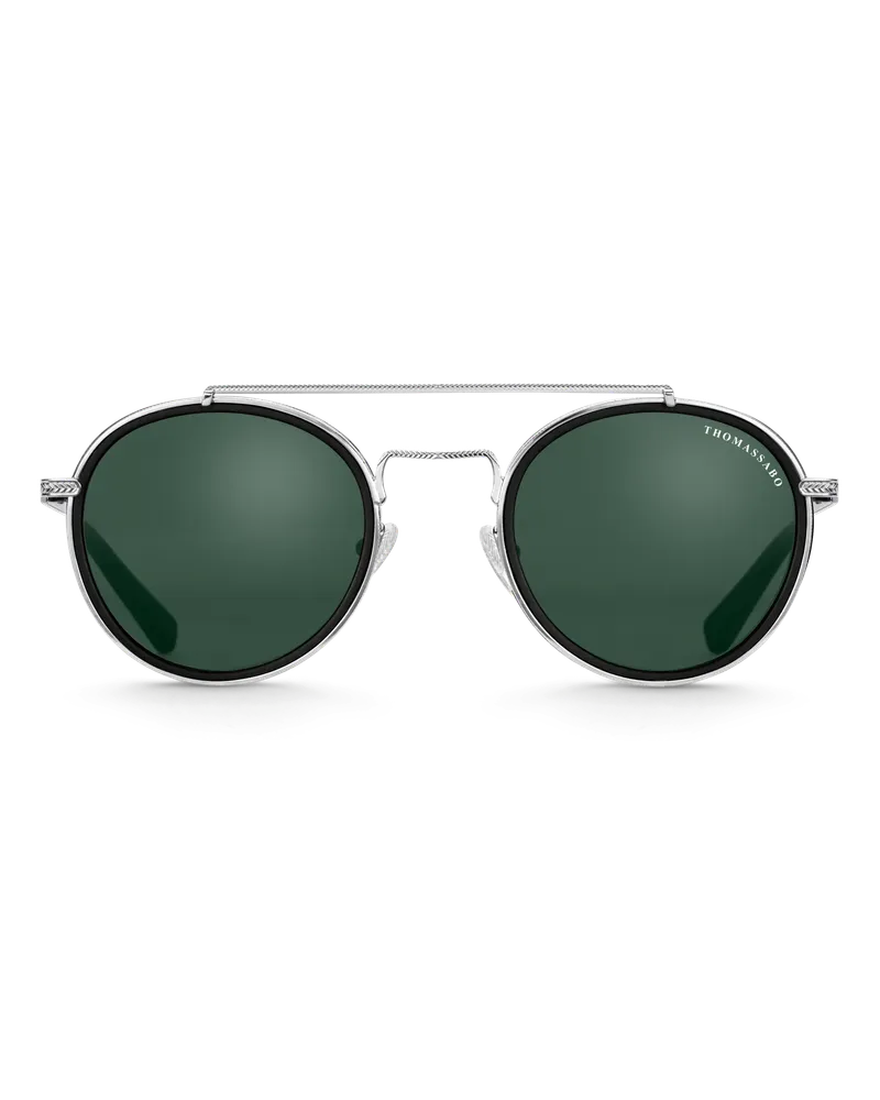 Thomas Sabo Herren Sonnenbrille Johnny Panto Ethno, Sterlingsilber Grün