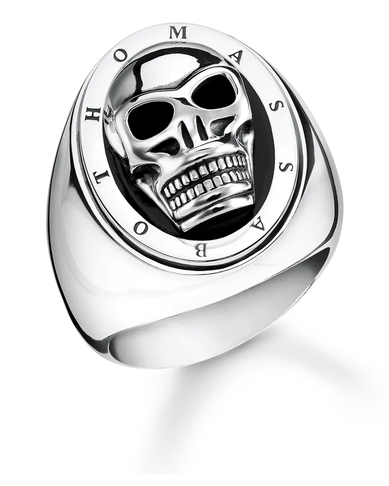 Thomas Sabo Herren Ring Totenkopf, Sterlingsilber Schwarz
